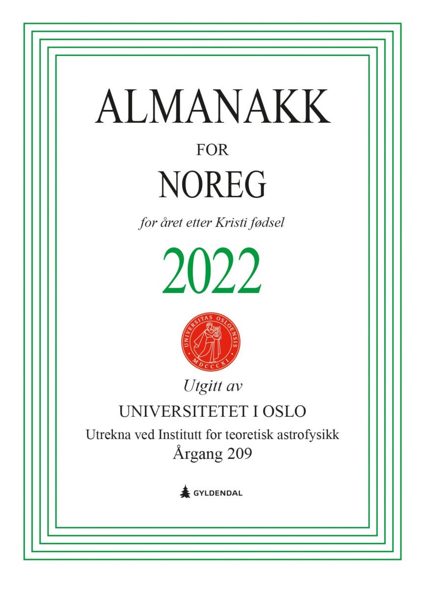 Almanakk for Noreg 2022 - for året etter Kristi fødsel