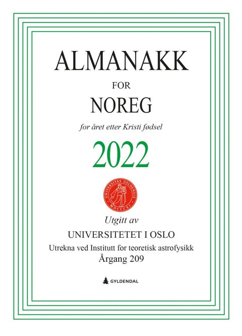 Almanakk for Noreg 2022 - for året etter Kristi fødsel