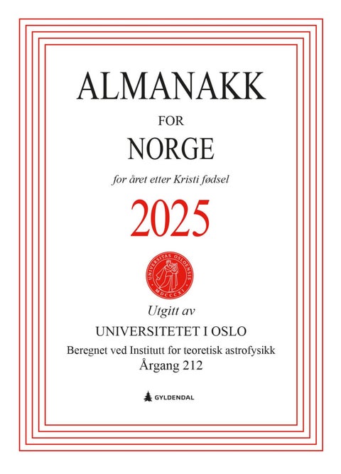 Almanakk for Norge 2025 - for året etter Kristi fødsel