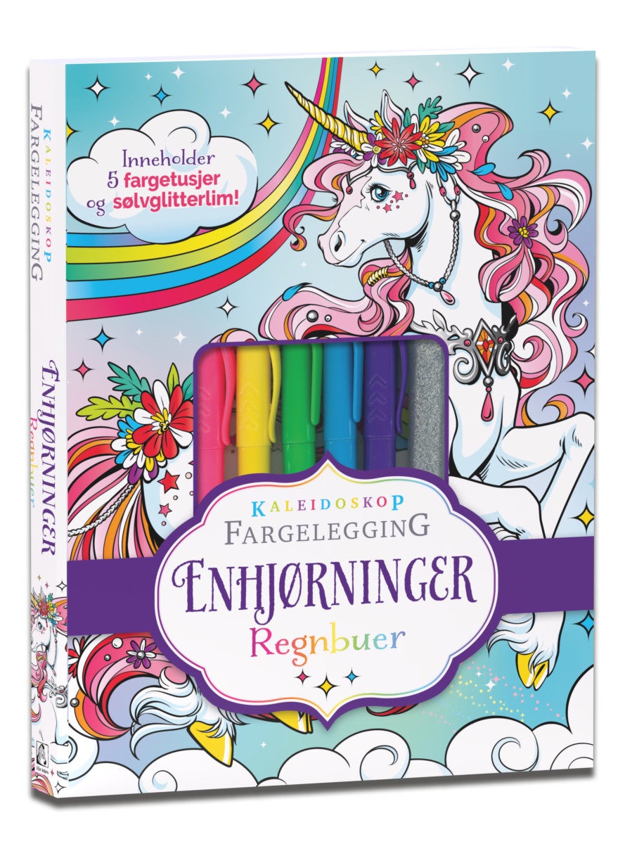 Enhjørninger - regnbuer : kaleidoskop fargelegging