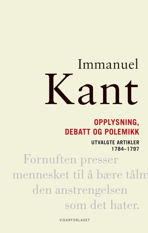 Opplysning, debatt og polemikk - utvalgte artikler 1784¿1797