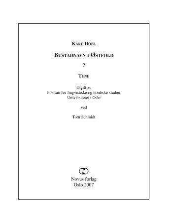 Bustadnavn i Østfold - 7 : Tune