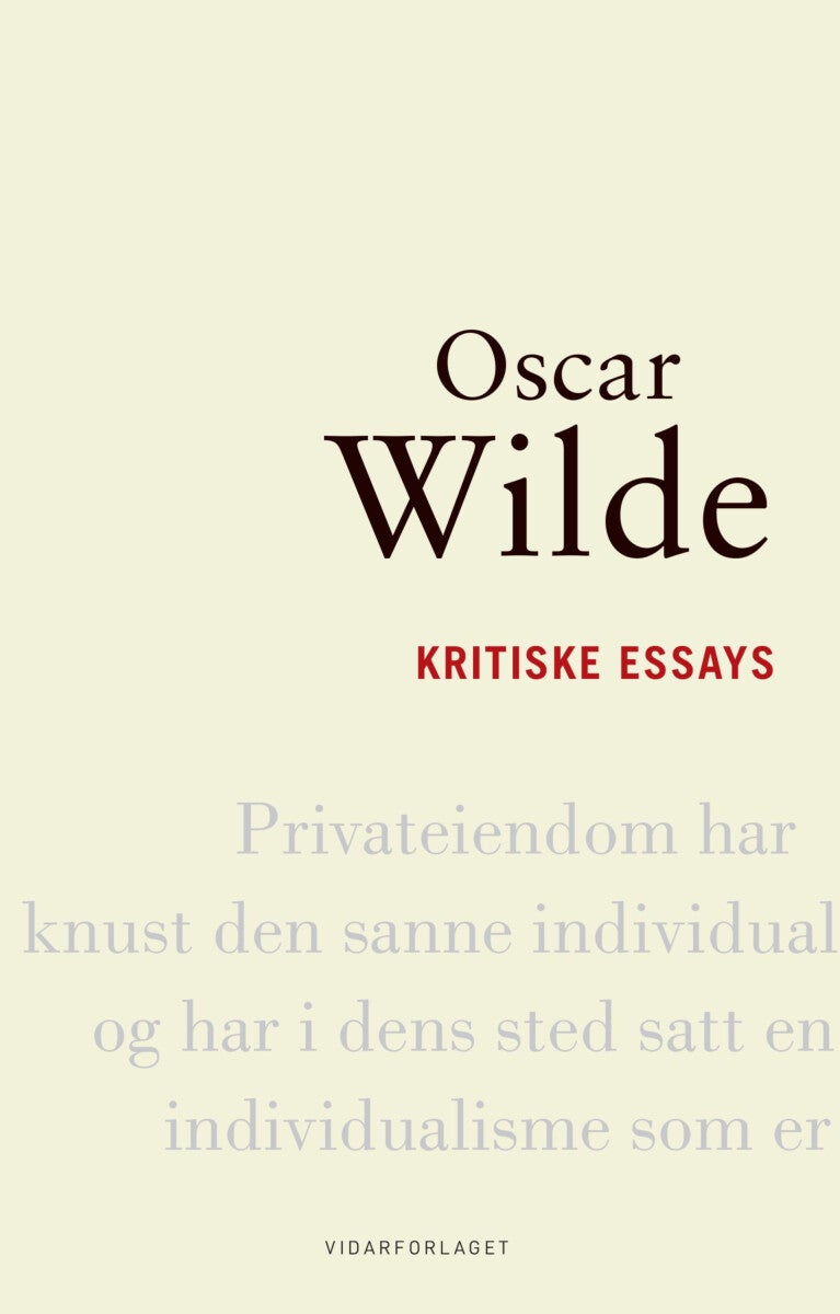 Bilde av Kritiske Essays Av Oscar Wilde