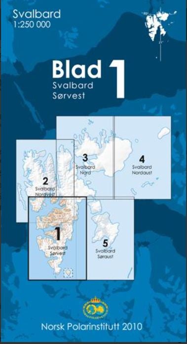 Svalbard kart sørvest kartblad 1 i 1:250 000