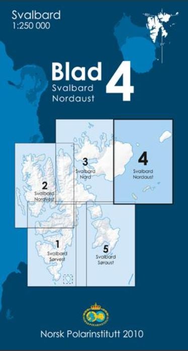 Svalbard kart nordaust kartblad 4 i 1: 250 000