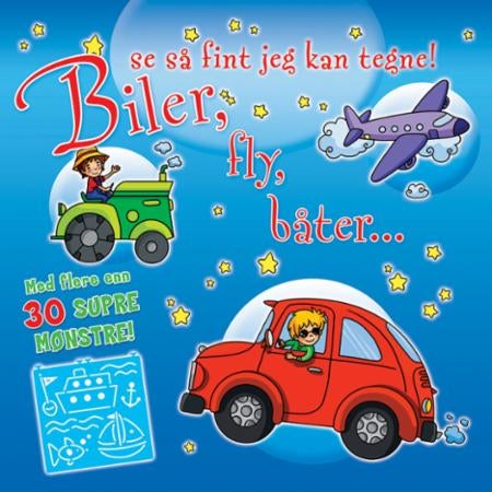 Biler, fly, båter - se så fint jeg kan tegne!
