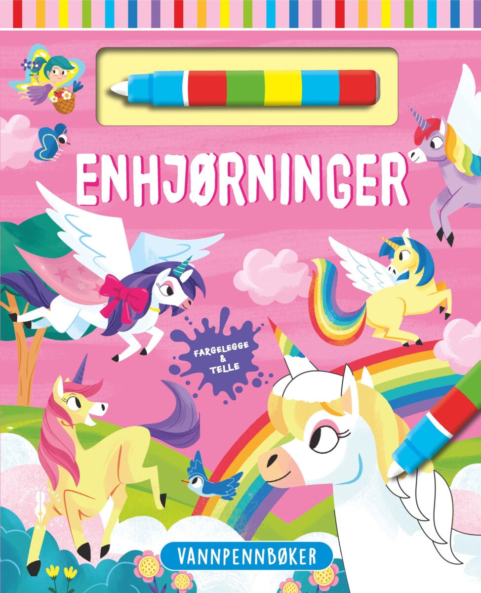 Enhjørninger - fargelegge & telle