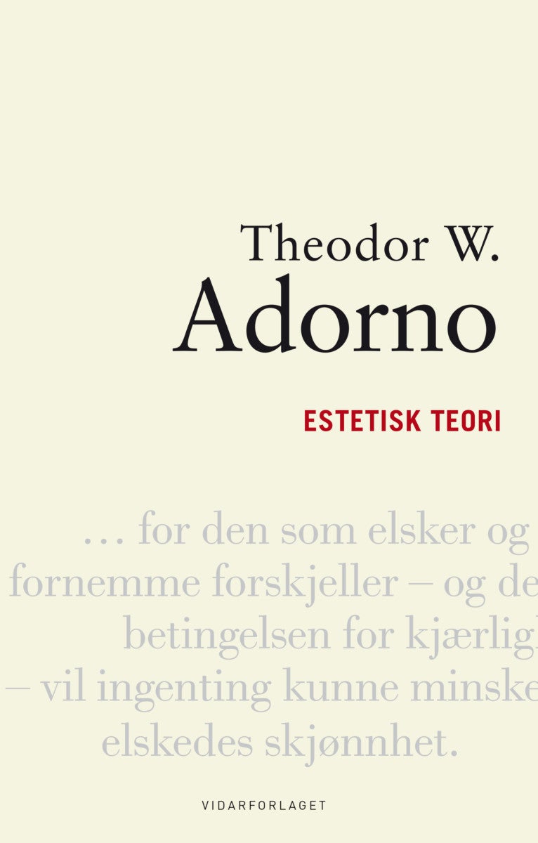Bilde av Estetisk Teori Av Theodor W. Adorno