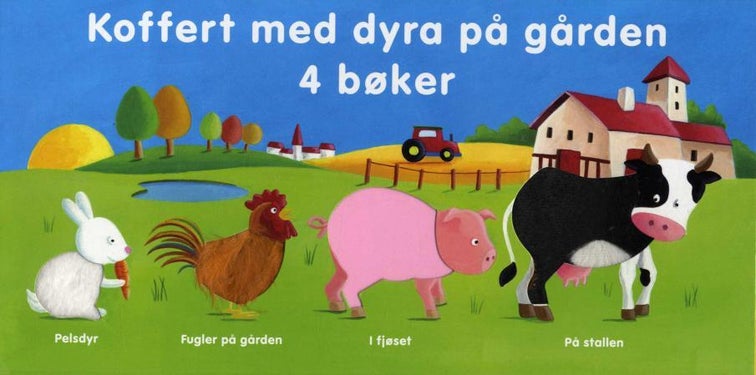 Koffert med dyra på gården