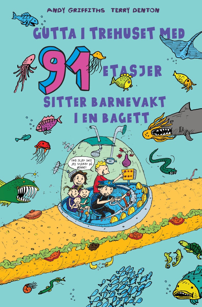 Gutta i trehuset med 91 etasjer - sitter barnevakt i en bagett