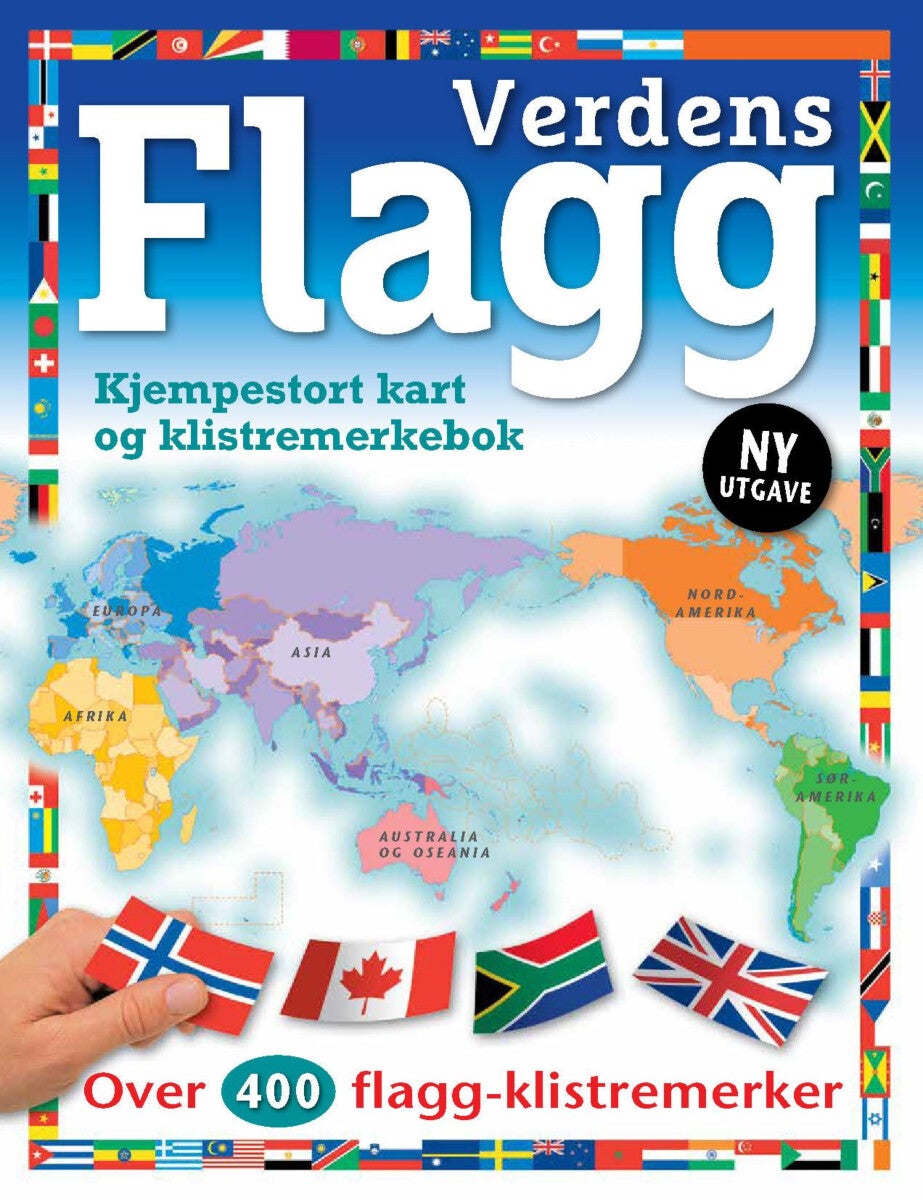 Verdens flagg - kjempestort kart og klistremerkebok