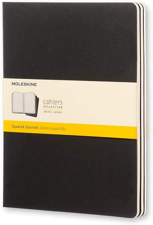 Moleskine Squared Cahier Xl - Black Cover (3 Set)
