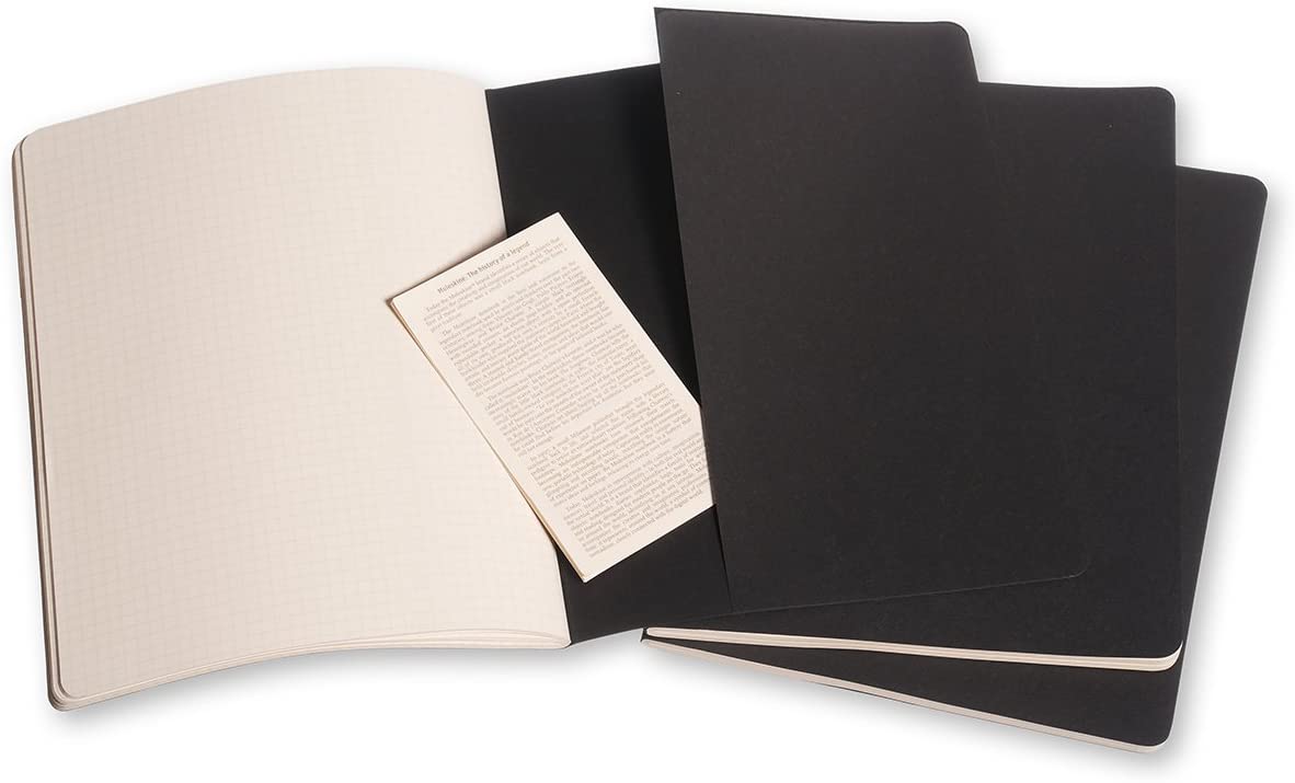Moleskine Squared Cahier Xl - Black Cover (3 Set)
