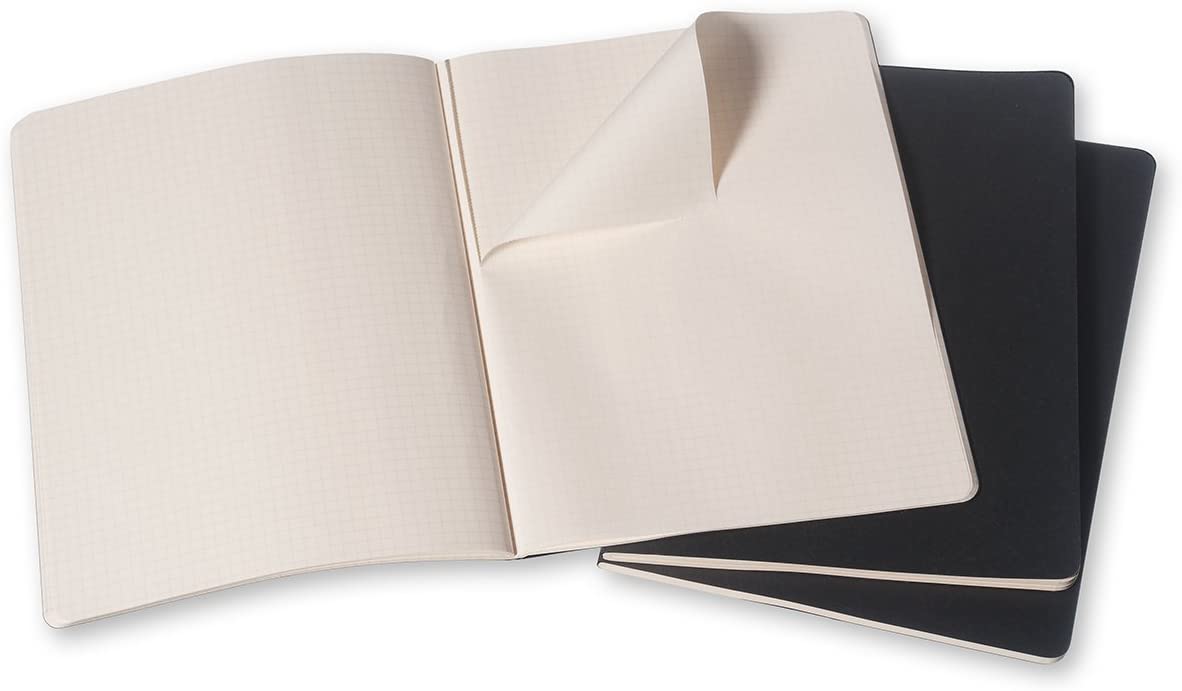 Moleskine Squared Cahier Xl - Black Cover (3 Set)