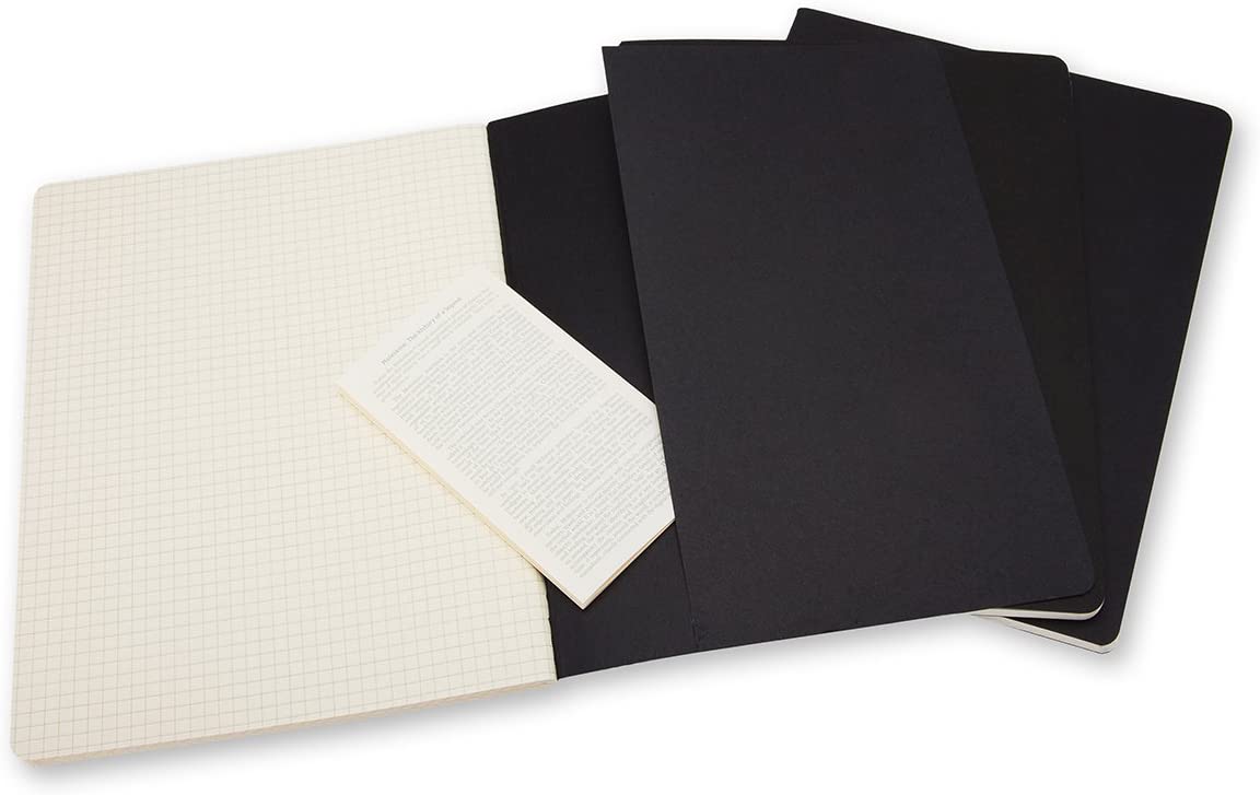 Moleskine Squared Cahier Xl - Black Cover (3 Set)