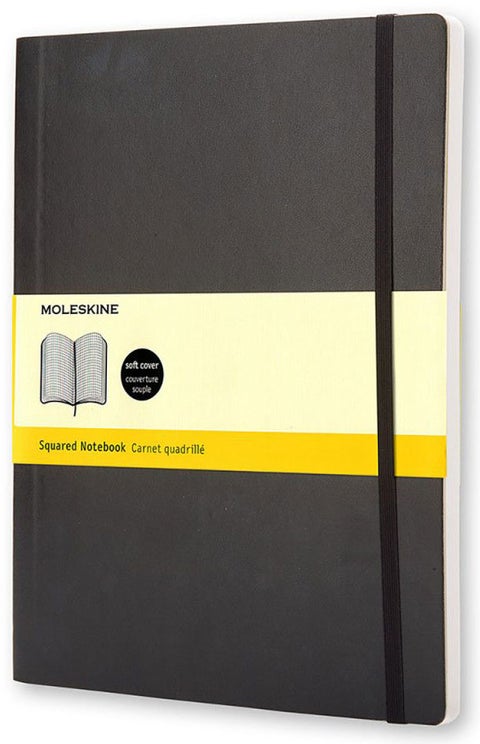 Moleskine Notatbok Ruter Soft Sort XL