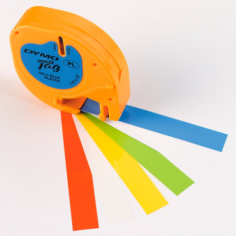 Tape Dymo Letratag 12mm plast sort/gul