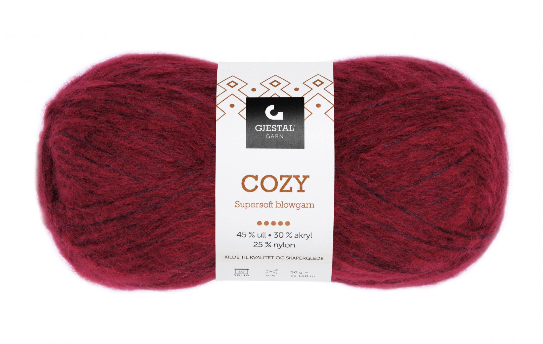 Garn Gjestal Cozy 50g Rød melert