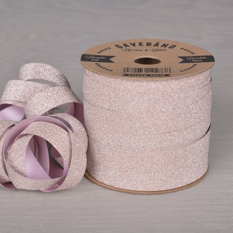 Gavebånd Lys Rosa/Glitter 10mm X 25m