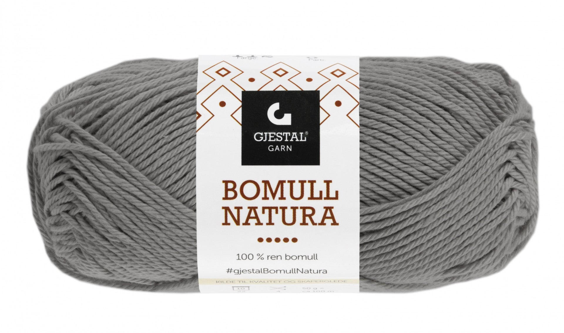 Garn Gjestal Bomull Natura 50g Grå
