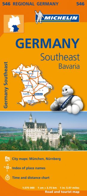 Germany = Allemagne : sud-est, Bavière : carte routière et touristique