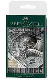 Tegnesett Faber Pitt Black Cat 8stk
