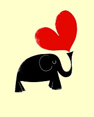 Dobbelt kort 14x17 Ink Press, Elefant med hjerte