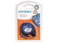 Tape Dymo Letratag 12mm plast sort/hvit