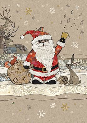 Doble julekort 12x17 Paper & Foil, Santa and Frien