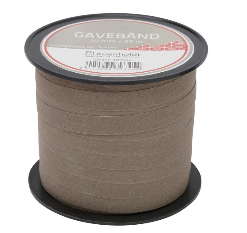Gavebånd Velur 10mm X 20m Grå