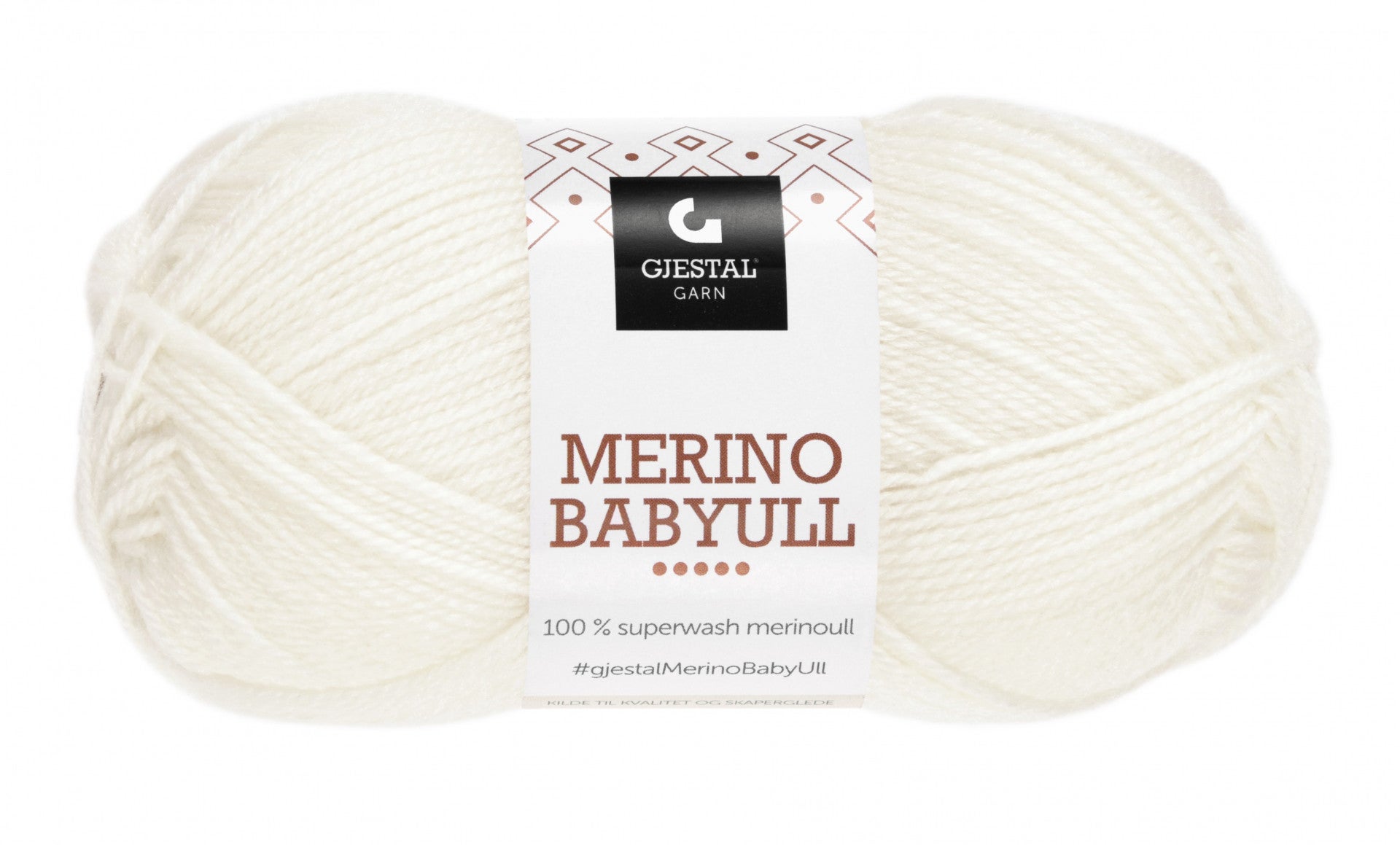 Garn Gjestal Merino Baby Ull 50g Hvit