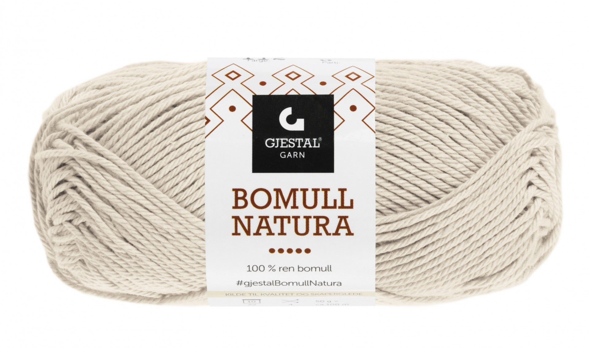 Garn Gjestal Bomull Natura 50g Natur