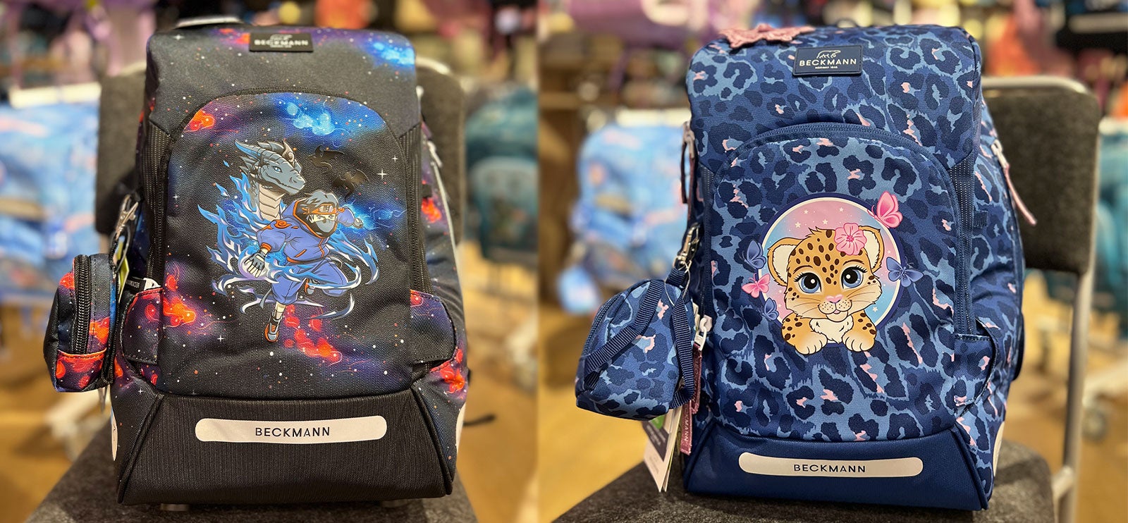 Beckmann 1. klassesekk Ninja Elements og Cheetah