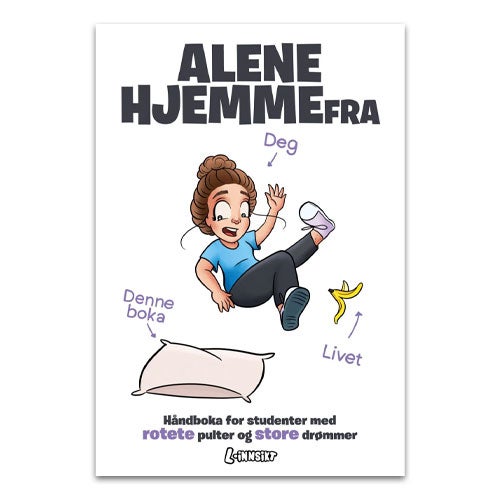 Alene hjemmefra av Linn Isabel Eielsen. En morsom studentbok med råd og tips og masse humor.