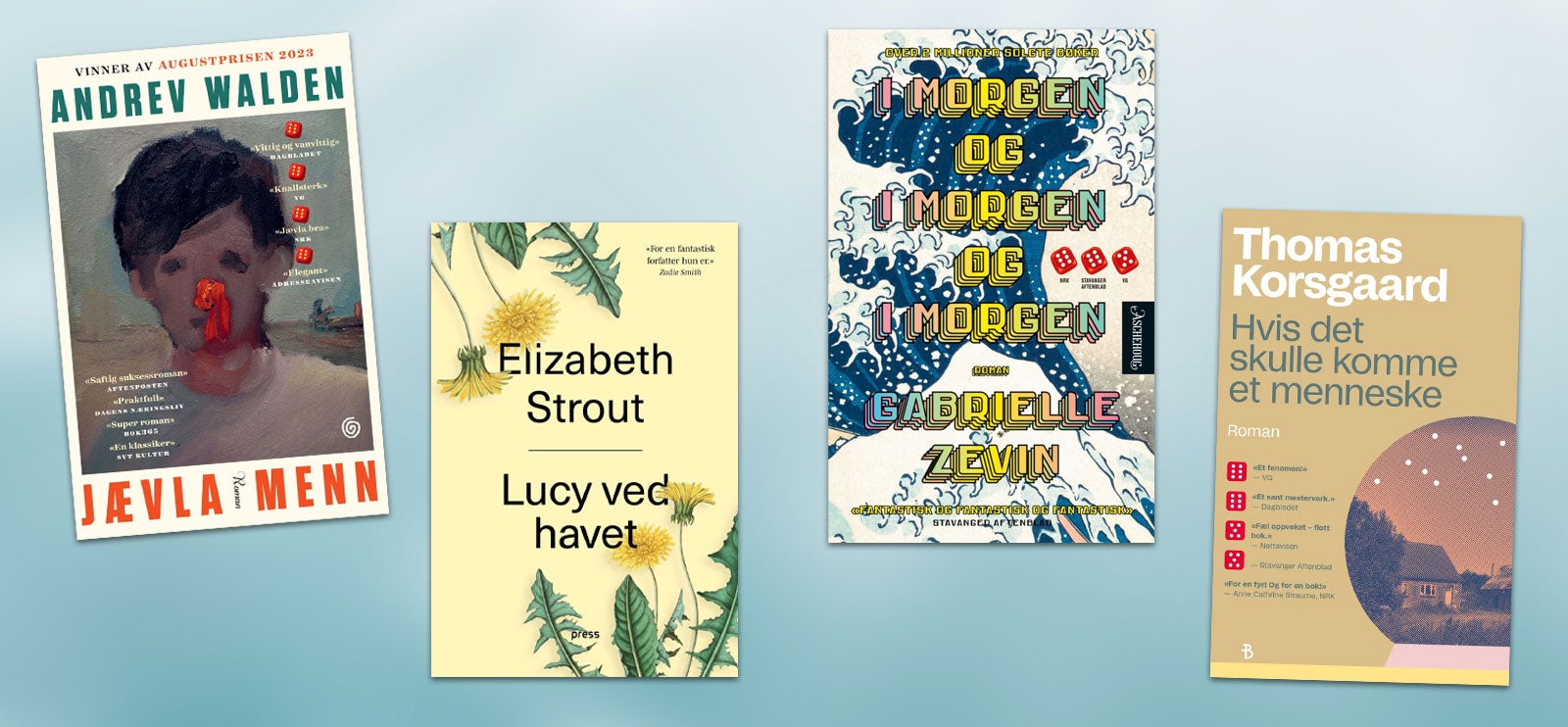 Gode bøker til bokklubb: «Jævla menn», «Lucy ved havet», «I morgen og i morgen og i morgen» og «Hvis det skulle komme et menneske?»
