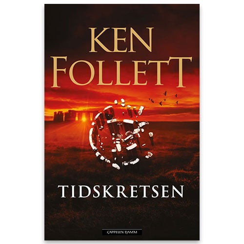 Ny bok av Ken Follett. Tidskretsen. En spennende roman om byggingen av Stonehenge. Boken er svart og rød-oransje.