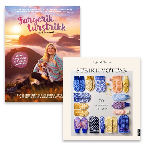 Gave til henne: Strikkebøker Fargerik turstrikk med Une Cecilie og Strikk vottar - 30 fargerike mønster