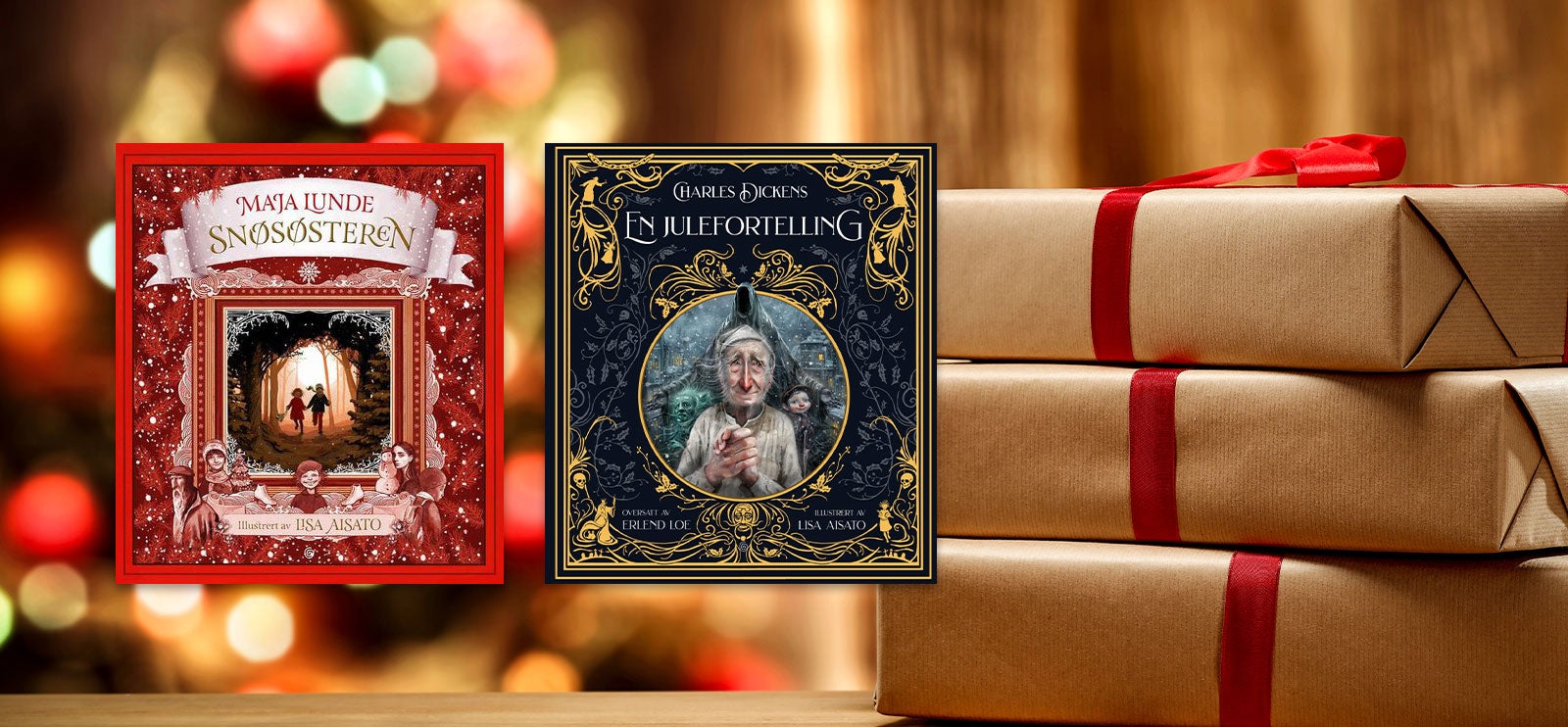 De beste julekalenderbøkene: Snøsøsteren av Maja Lunde og En julefortelling av Charles Dickens (oversatt av Erlend Loe og illustrert av Lisa Aisato)