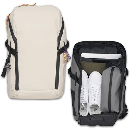 Ryggsekk til ungdom fra Beckmann. Hvit og grå sekk.