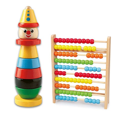 Babyleker i tre: kuleramme og klovn